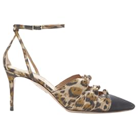 Aquazzura-Aquazzurra brown leopard trio bow ankle strap toe cap high heel pump-Brown