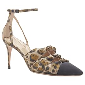 Aquazzura-Aquazzurra brown leopard trio bow ankle strap toe cap high heel pump-Brown