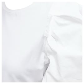 Alexander Mcqueen-Alexander McQueen white cotton puff short sleeves fitted tshirt top -White