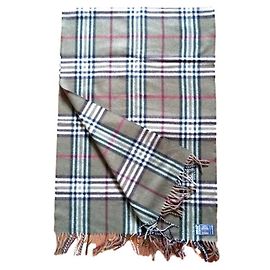 Autre Marque Echarpe de lã de cordeiro tartan verde Preto Branco Vermelho Multicor Verde Caqui