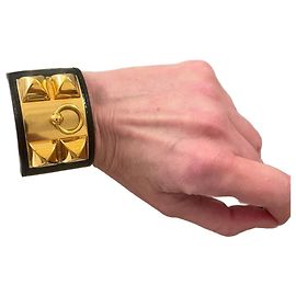 Hermès Hermes dog collar cuff bracelet Black