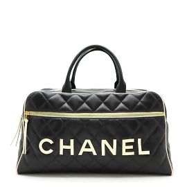 Borsa da bowling Matelassé Chanel Nero Bianco