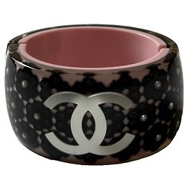 Chanel Spitzenblumenarmband, selten! Schwarz Pink Weiß