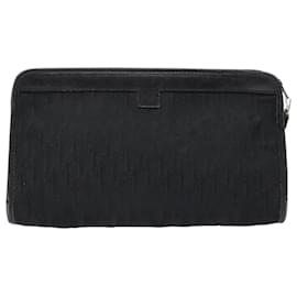 Christian Dior-Christian Dior Trotter Canvas Clutch Bag Black Silver Auth ep5605-Black,Silvery