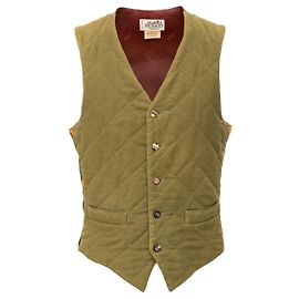 Colete Hermès de algodão acolchoado e seda verde oliva Multicor