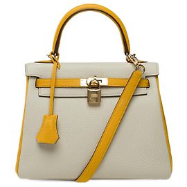 Hermès HERMES Kelly 25 Bag in White Leather - 102135 White