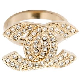 Chanel Bague CC TDD55 Large Fancy Diamond CC Ring US 7.125 Pristine Doré