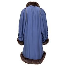 Autre Marque-Collection Privée Open Front Coat with Fur-Blue