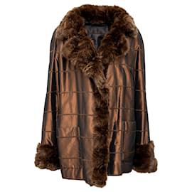 Autre Marque-Collection Privée Satin Coat with Fur-Brown