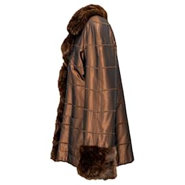 Autre Marque-Collection Privée Satin Coat with Fur-Brown