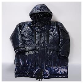 DSQUARED2 Glossy Navy Puffer Jacket, Size 48 Red