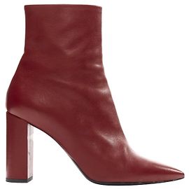 Botines de tacón bloque en cuero rojo Saint Laurent con punta afilada EU39 US9 Roja