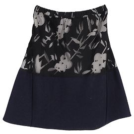 Marni Blumen Minirock aus marineblauer Wolle Blau Marineblau