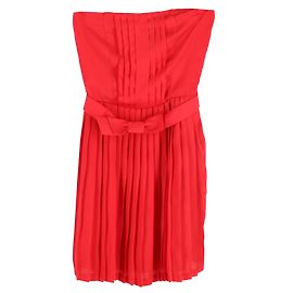 Vestido mini plissado sem alças Sandro Paris em seda vermelha Vermelho