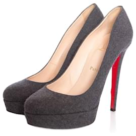 Christian Louboutin-Chaussures à talons en laine grises "bianca 140".-Gris