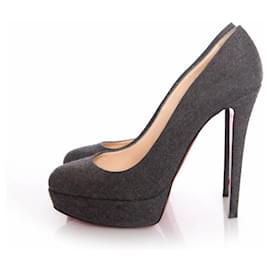 Christian Louboutin-Chaussures à talons en laine grises "bianca 140".-Gris