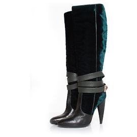 Versace Samtstrap-Stiefel Grün