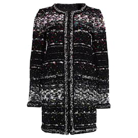 Chanel-black boucle coat with multi-colored weave-Other
