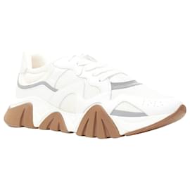 Versace-Versace Squalo White Gum Leather Mesh Chunky Sneakers Eu45 Us12-White