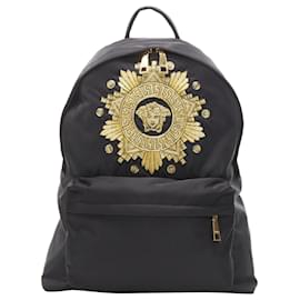 Versace-Versace Medusa Western Starburst Embroidered Black Nylon Backpack-Black
