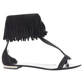 GIUSEPPE ZANOTTI BALMAIN black suede sandals  Black
