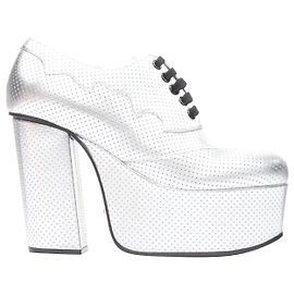 Gucci Otis Metallic Silber Chunky Plattform Blockabsatz Stiefelette Mule Eu38.5 Silber Metallisch