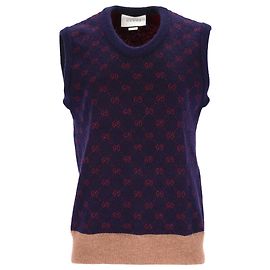 Gucci Logo-Jacquard-Pullover aus marineblauer Wolle Blau Marineblau