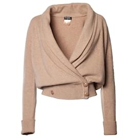 Chanel-Cashmere crossover cardigan-Brown,Beige