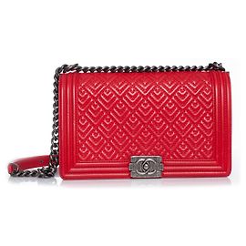 Bolsa Boy média acolchoada vermelha da Chanel Vermelho