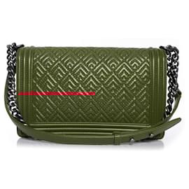 Chanel-Medium quilted red boy bag-Red