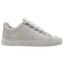 Balenciaga-Balenciaga Demna Arena Pyrite Grey Grained Leather Low Sneakers Eu45 Us12-Grey