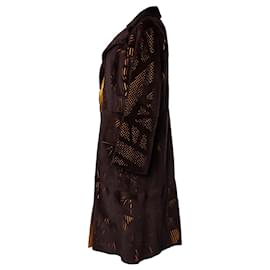 Fendi-Lasercut mink and leather coat-Brown