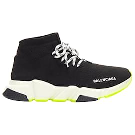 Balenciaga-Balenciaga Speed Neon Yellow Black Logo Sock Sneakers Eu40-Black