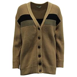 Fendi-Fendi Chunky Stripe Boyfriend Cardigan in Brown Cotton-Brown