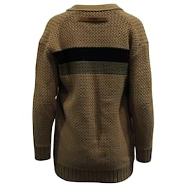 Fendi-Fendi Chunky Stripe Boyfriend Cardigan in Brown Cotton-Brown