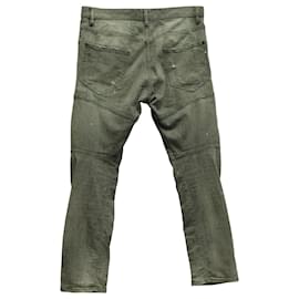 Dsquared2-Dsquared2 Distressed Paint Biker Jeans in Grey Cotton Denim-Grey