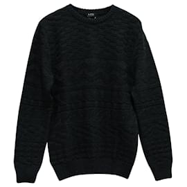 Autre Marque-APC Jacquard Tonal Sweater in Grey Wool-Grey