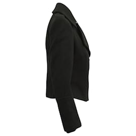 Alexander Mcqueen-Alexander McQueen Cropped Blazer Jacket in Black Wool-Black