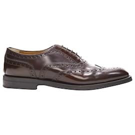 Church's-Church'S Bess Burgundy Red Perforated Polished Leather Oxford Loafer Eu38-Red,Dark red