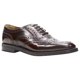 Church's-Church'S Bess Burgundy Red Perforated Polished Leather Oxford Loafer Eu38-Red,Dark red