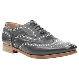 Church's-Church'S Burwood Black Leather Crystal Diamante Oxford Brogues Eu36.5-Black