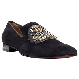 Christian Louboutin Ecupump Flat Nero Camoscio Studded Cl Crest Mocassino Eu42 Nero