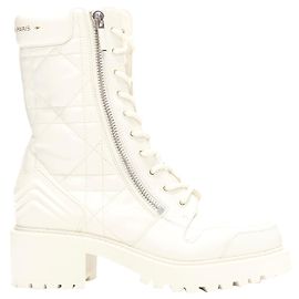 Botas de Tobillo de Cuero Acolchado Cannage Blanco D-Leader Christian Dior 2023 Eu38 Blanco