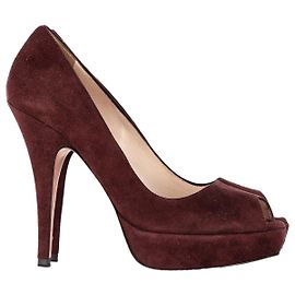 Escarpins à plateforme peep-toe Prada en daim marron Marron