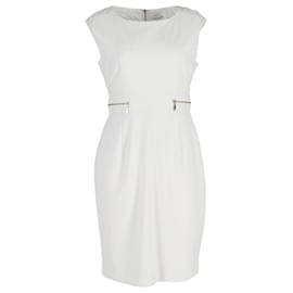 Calvin Klein-Calvin Klein Sleeveless Sheath Dress in White Polyester-White