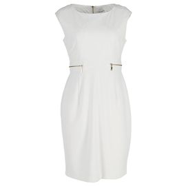 Robe fourreau sans manches Calvin Klein en polyester blanc Blanc
