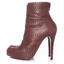 Christian Louboutin-snakeskin platform boots-Brown