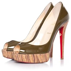 Christian Louboutin-Pompes à plateforme en banane kaki-Vert,Kaki