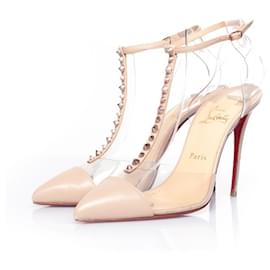 Christian Louboutin-Talons courts en perspex et nude-Marron,Chair