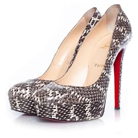 Christian Louboutin-Bianca python platform pumps-Grey